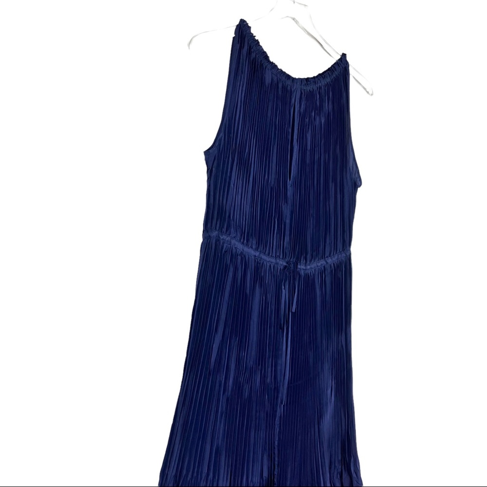 Calypso St Barth Dark Blue Pleated Long Silk Sleeveless Dress - Picture 2 of 6